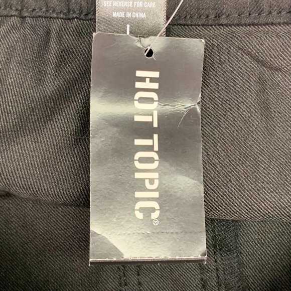 Hot Topic Men's Black Cotton Zipper Taper Goth Jogger Pants Size L NWT - Picture 6 of 13